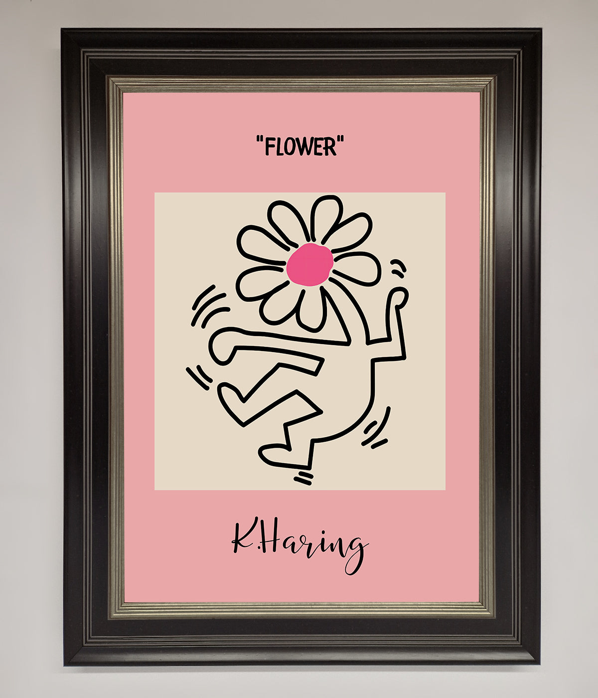 Keith Haring Flower Pink Framed Poster print