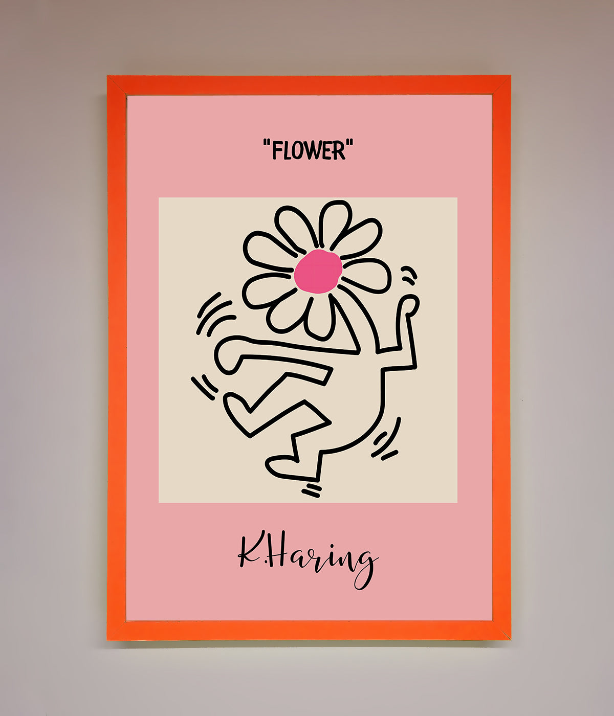 Keith Haring Flower Pink Framed Poster print