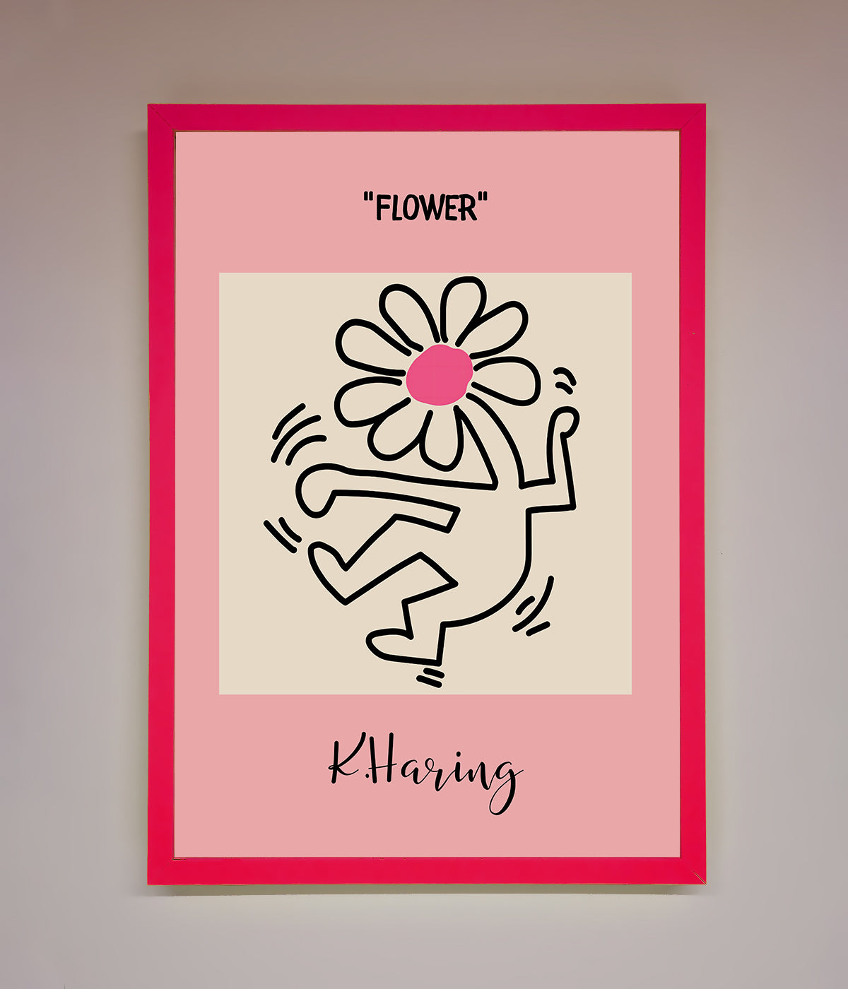 Keith Haring Flower Pink Framed Poster print