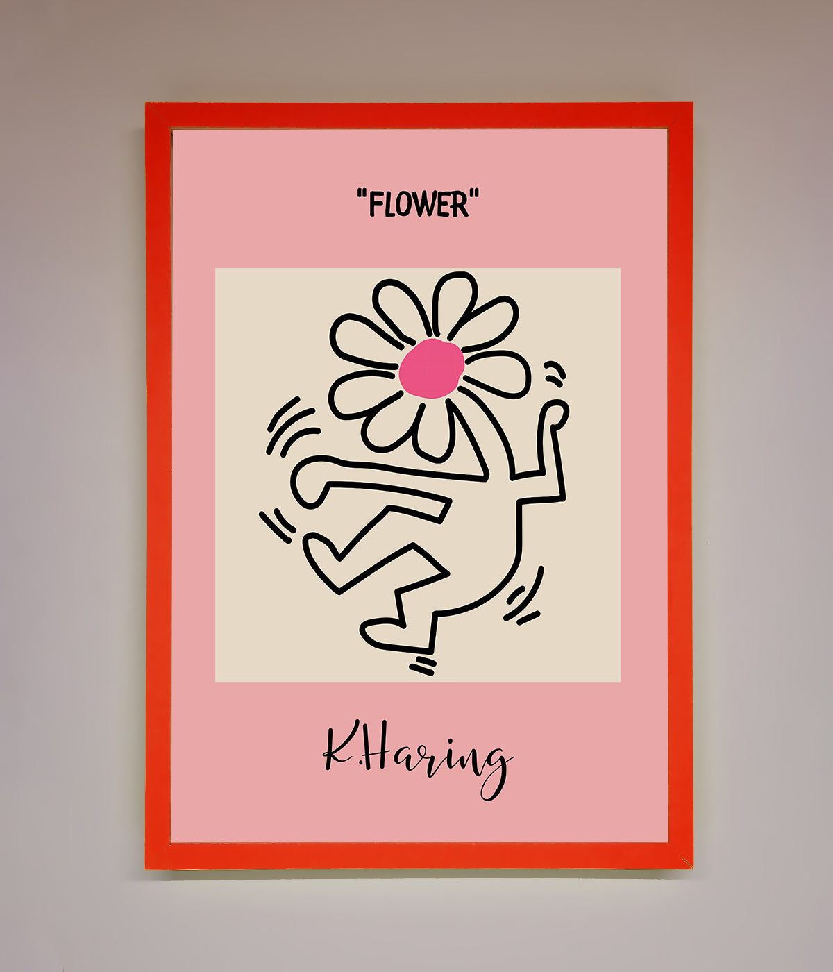 Keith Haring Flower Pink Framed Poster print