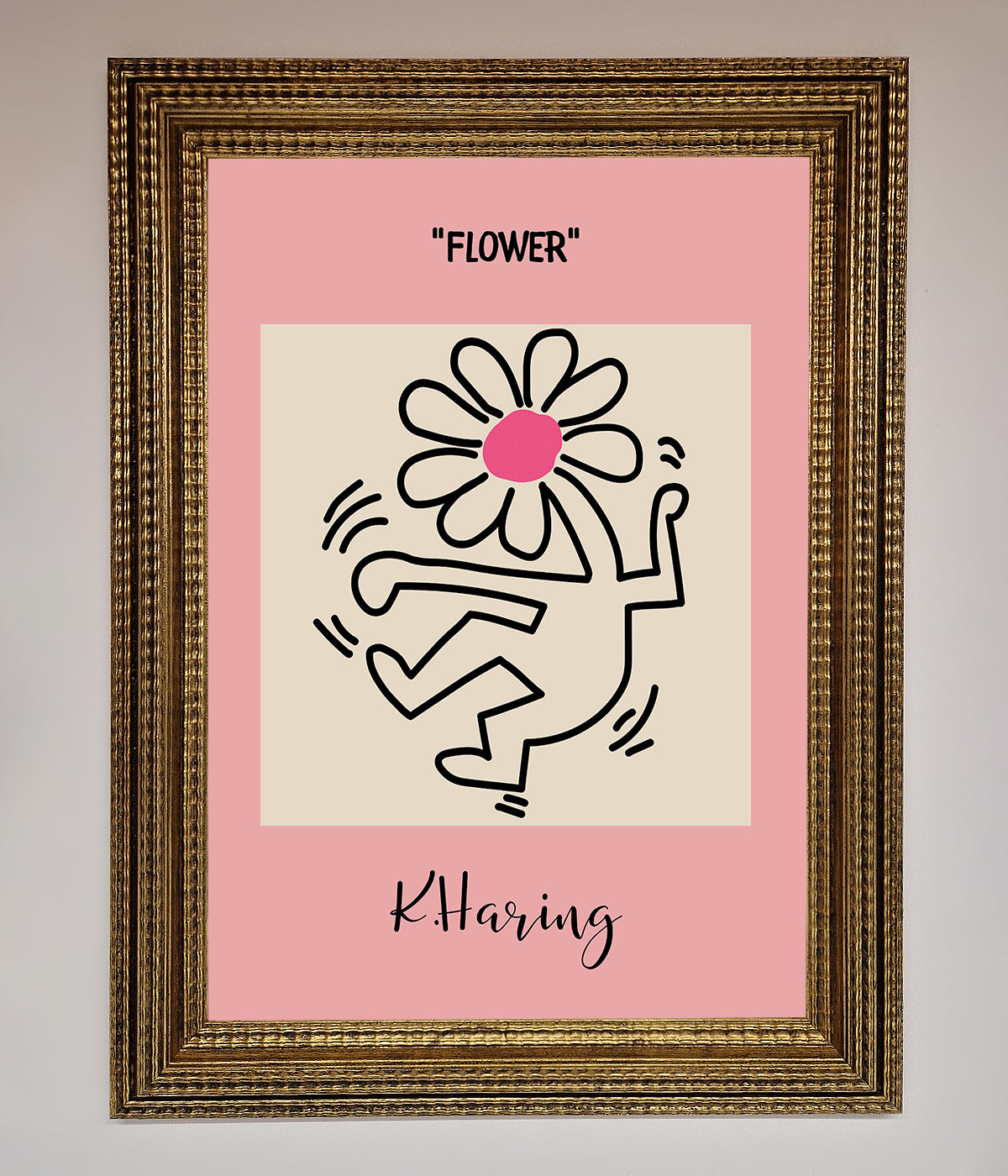 Keith Haring Flower Pink Framed Poster print