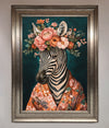 Kimono Zebra Flowers Framed Wall Art print