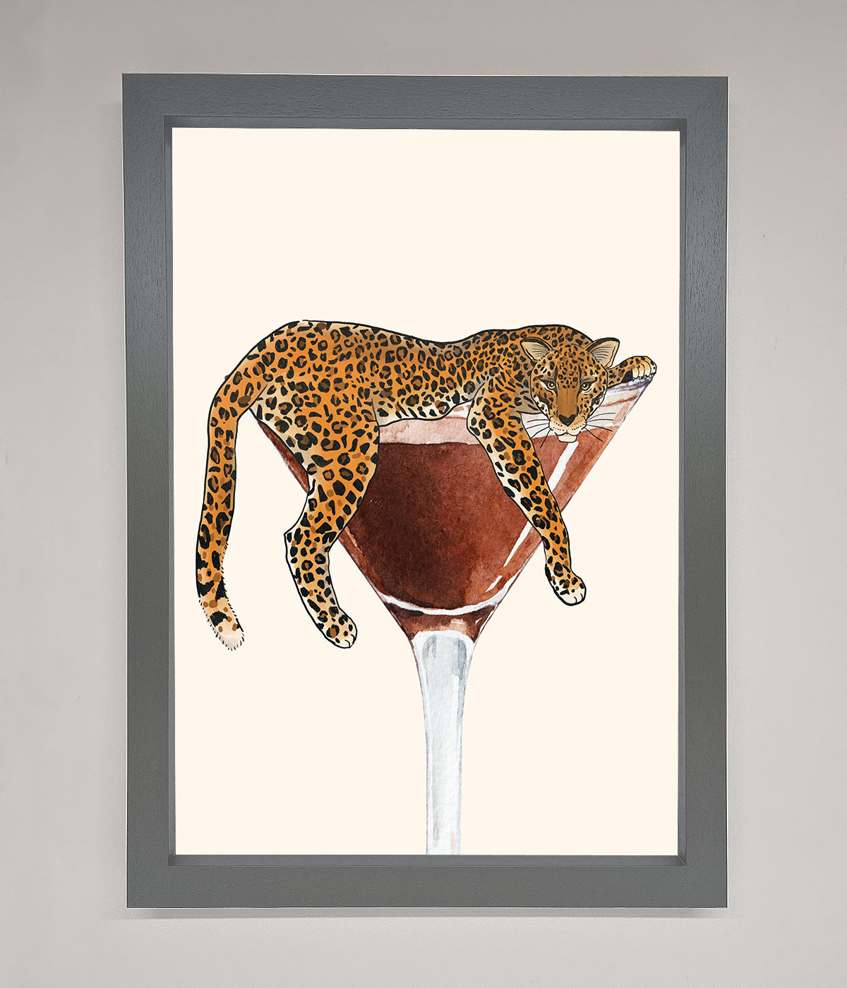 Lazy Leopard Martini Framed Poster print