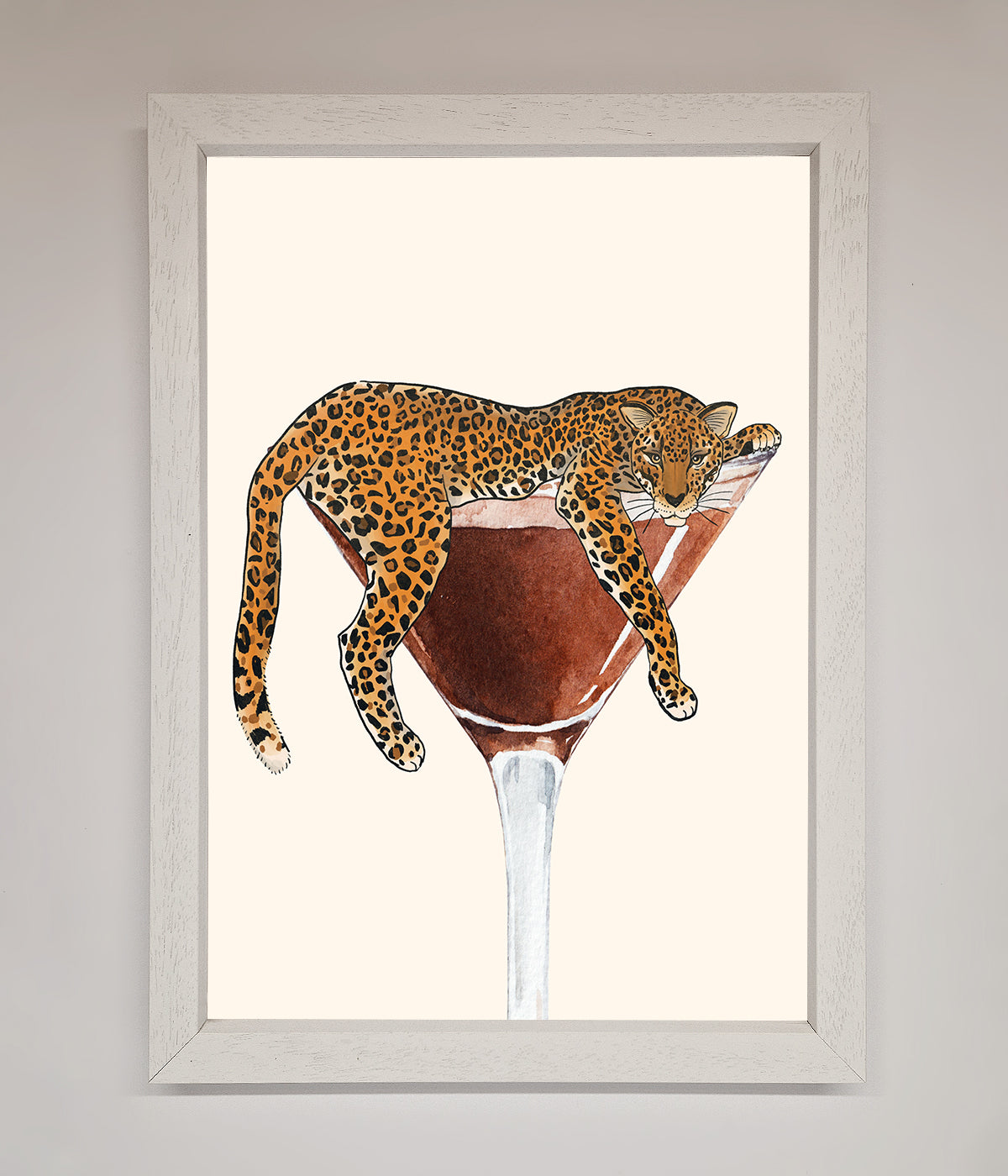 Lazy Leopard Martini Framed Poster print