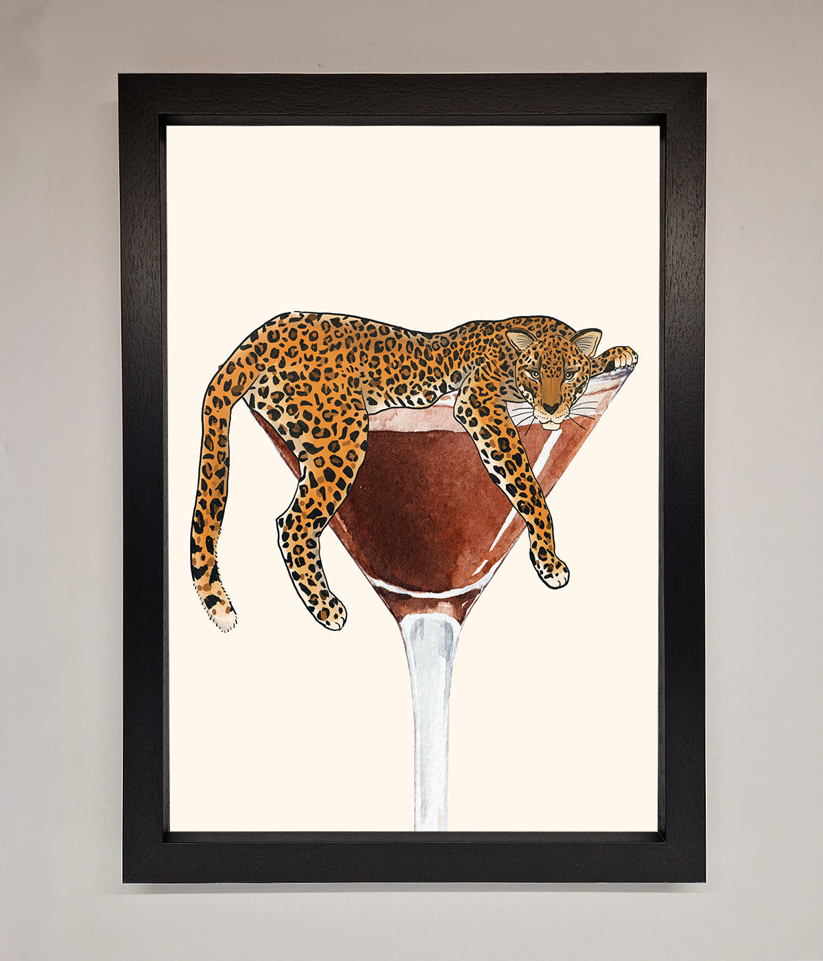 Lazy Leopard Martini Framed Poster print