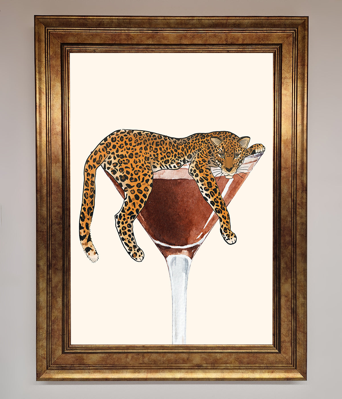 Lazy Leopard Martini Framed Poster print