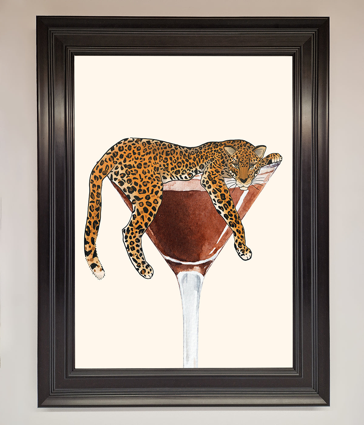 Lazy Leopard Martini Framed Poster print