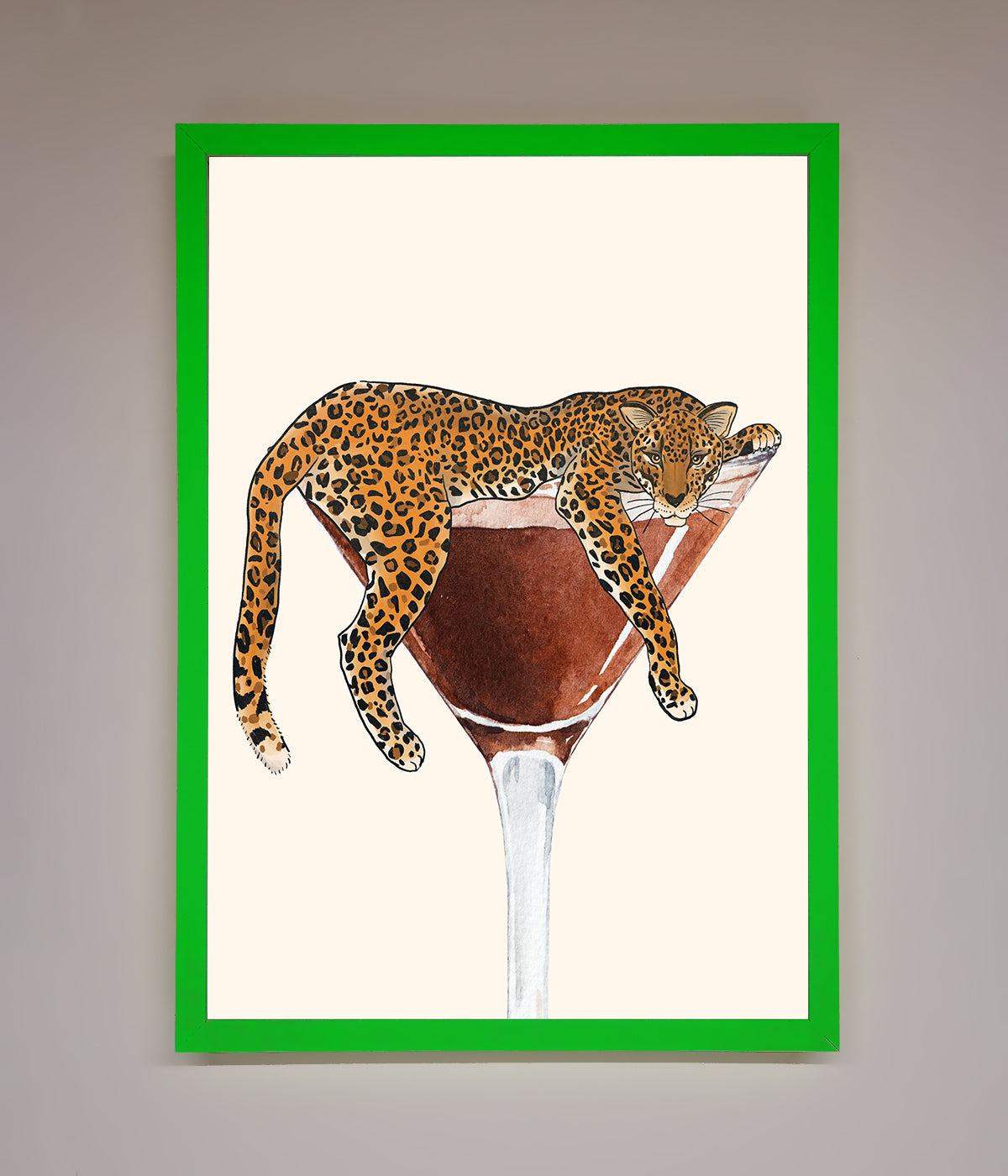 Lazy Leopard Martini Framed Poster print