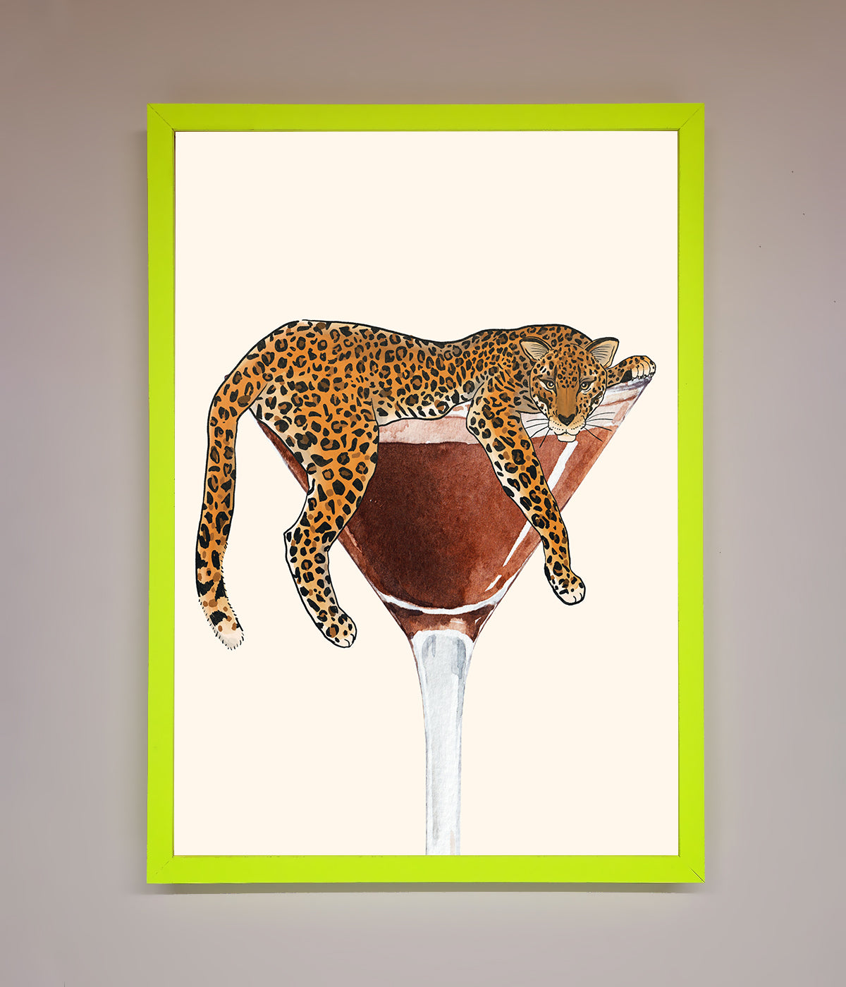 Lazy Leopard Martini Framed Poster print