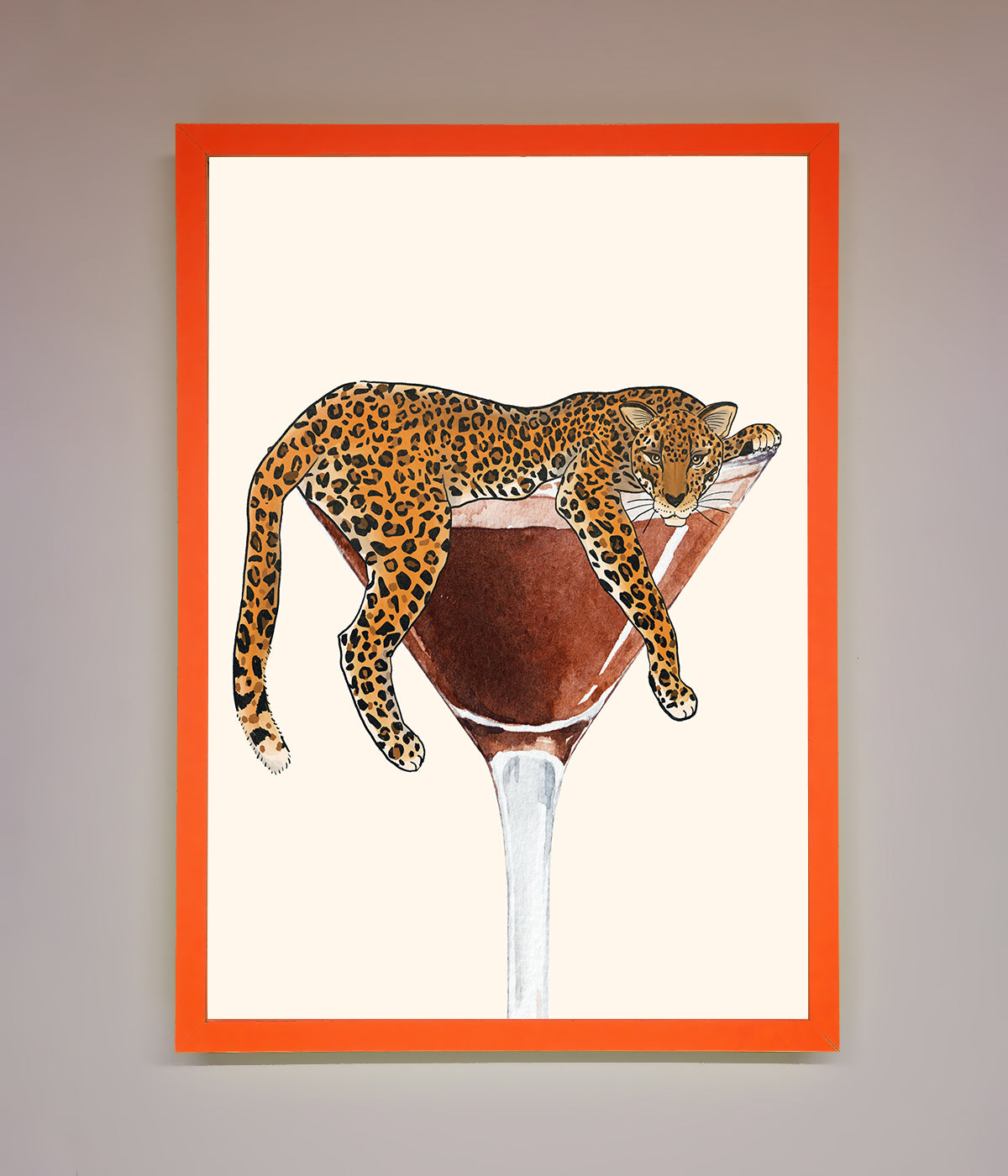 Lazy Leopard Martini Framed Poster print