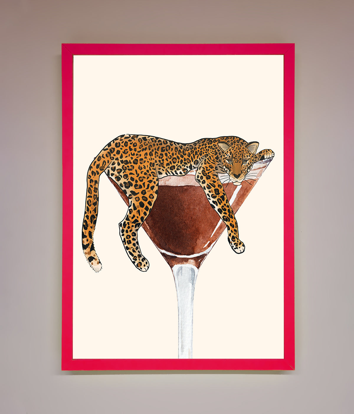 Lazy Leopard Martini Framed Poster print