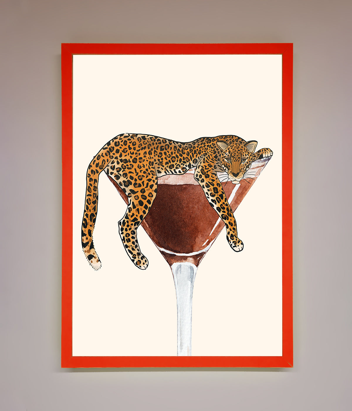 Lazy Leopard Martini Framed Poster print