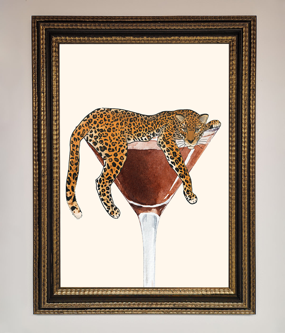 Lazy Leopard Martini Framed Poster print