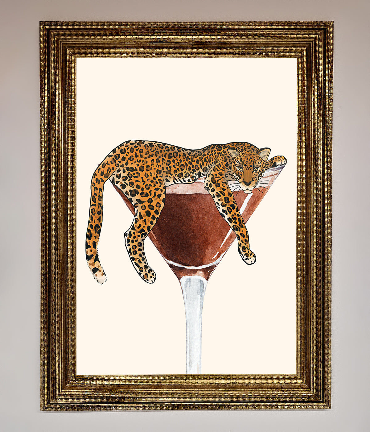 Lazy Leopard Martini Framed Poster print