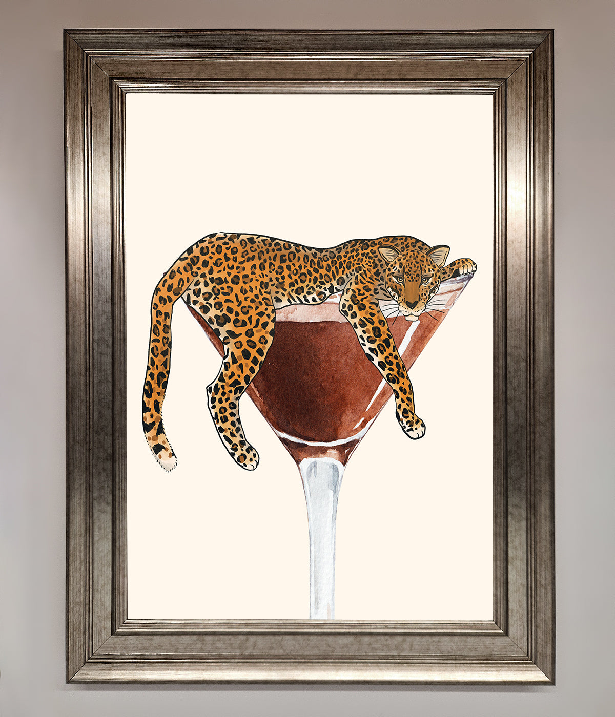 Lazy Leopard Martini Framed Poster print