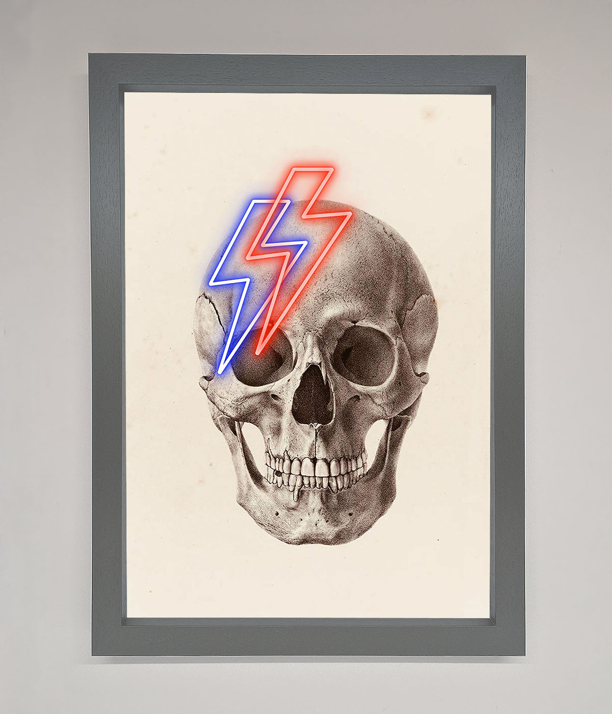 Lightning Skull Framed Print print