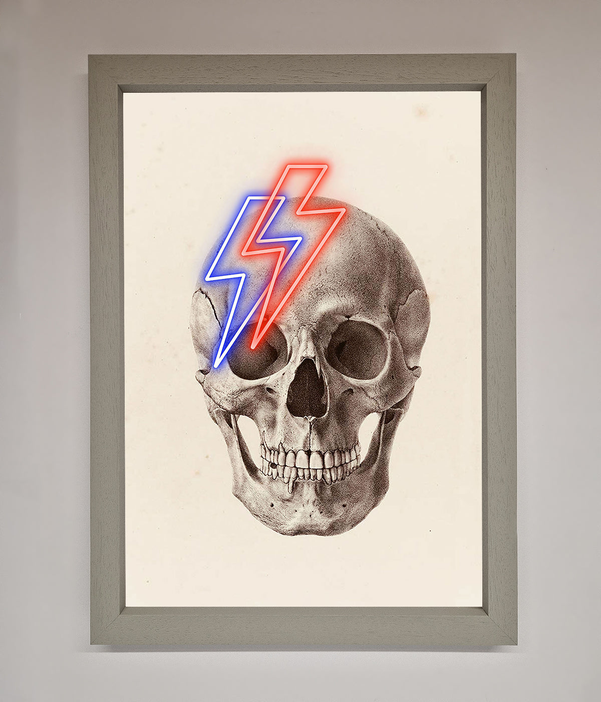 Lightning Skull Framed Print print