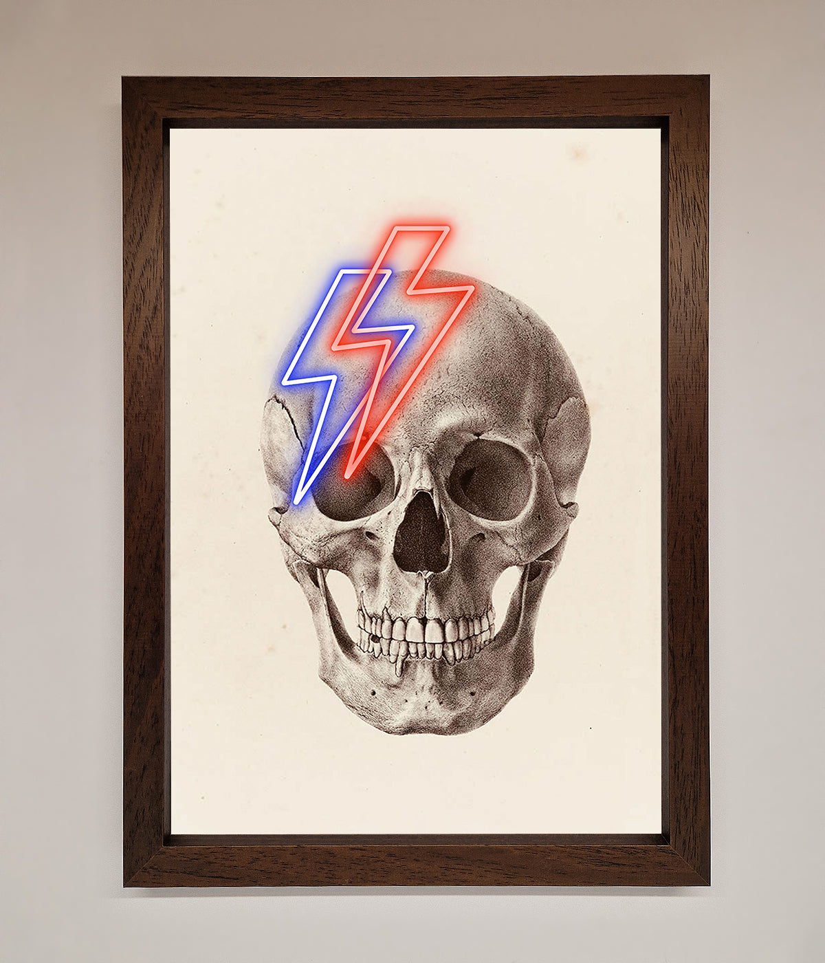 Lightning Skull Framed Print print