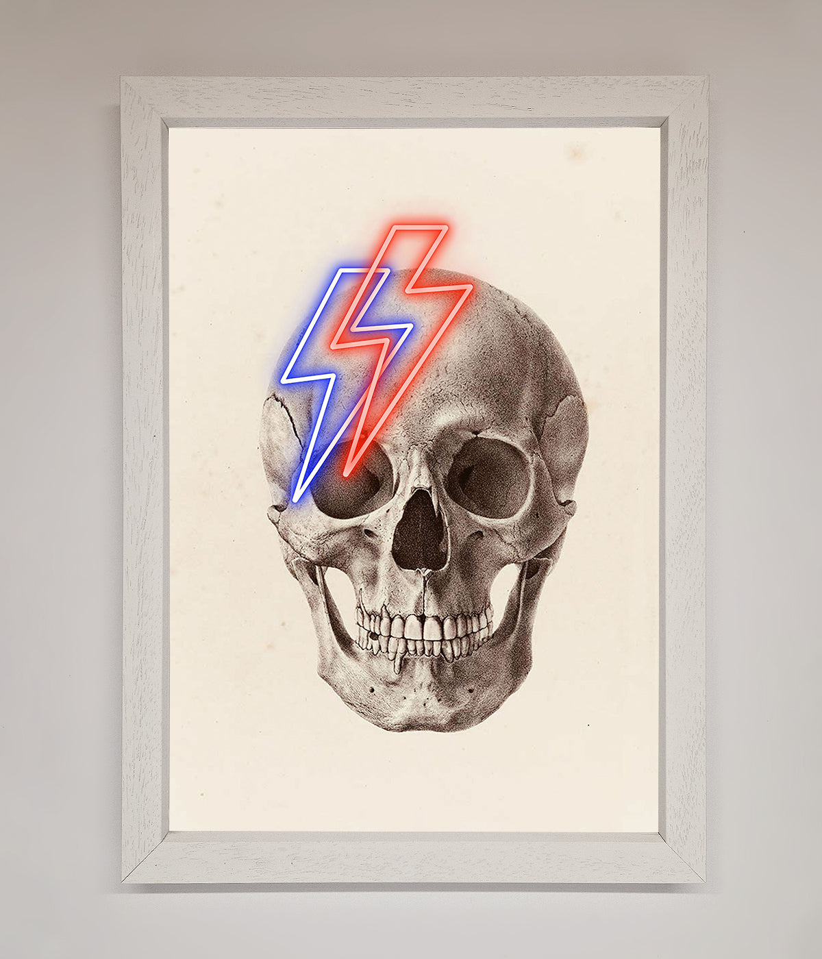 Lightning Skull Framed Print print