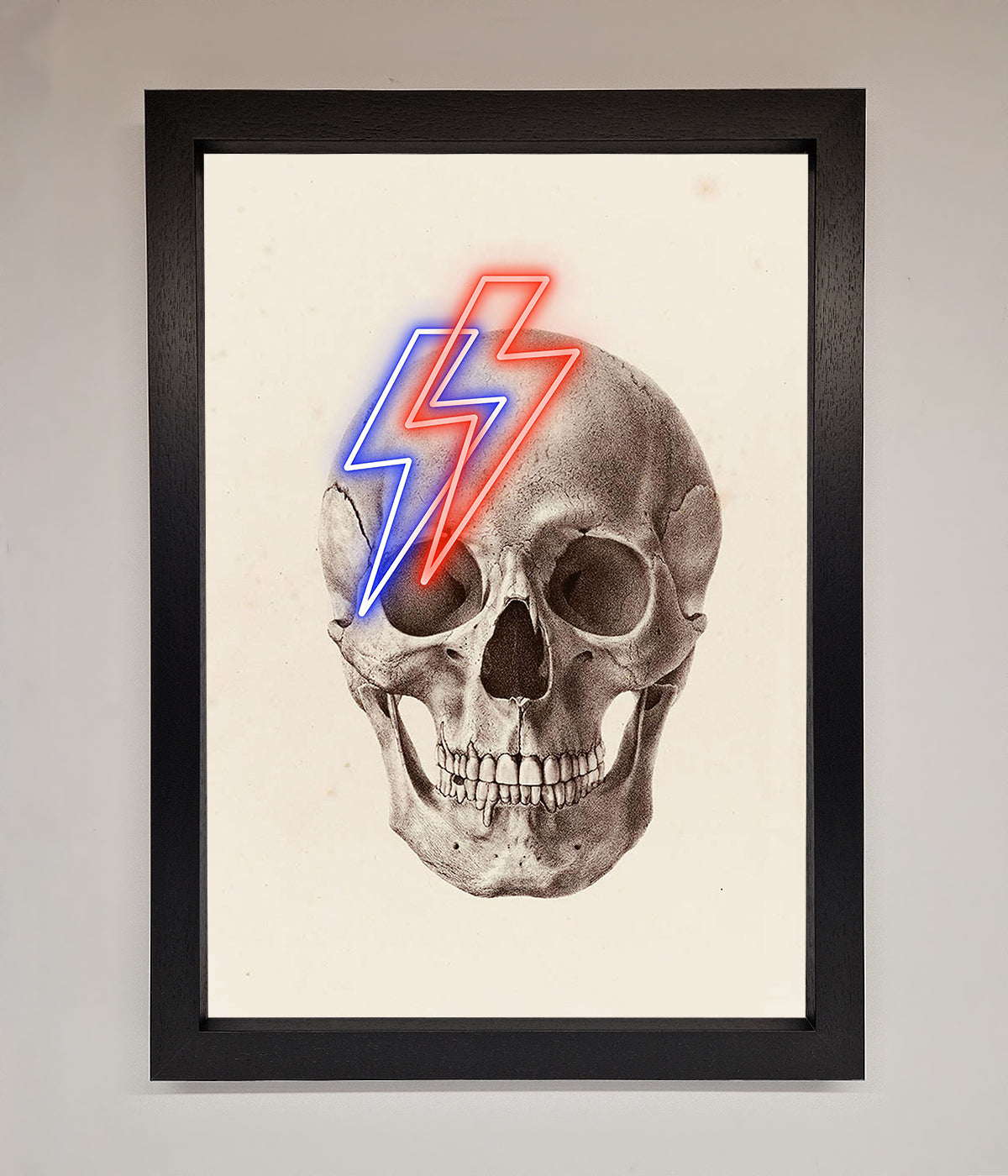 Lightning Skull Framed Print print