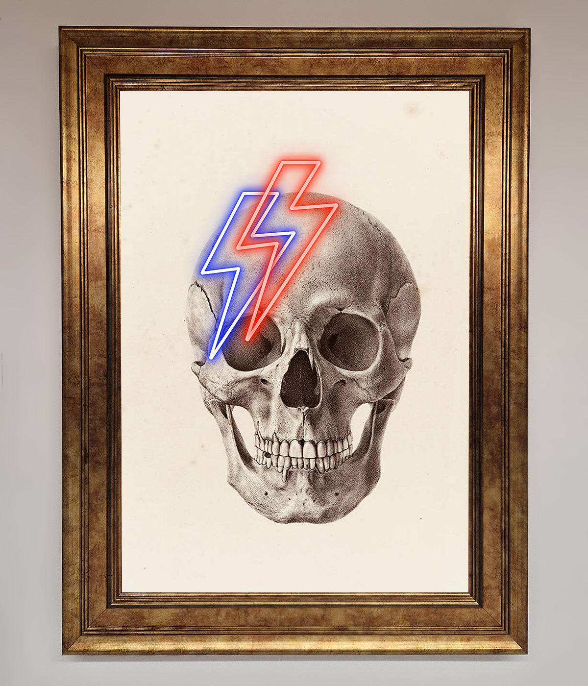 Lightning Skull Framed Print print