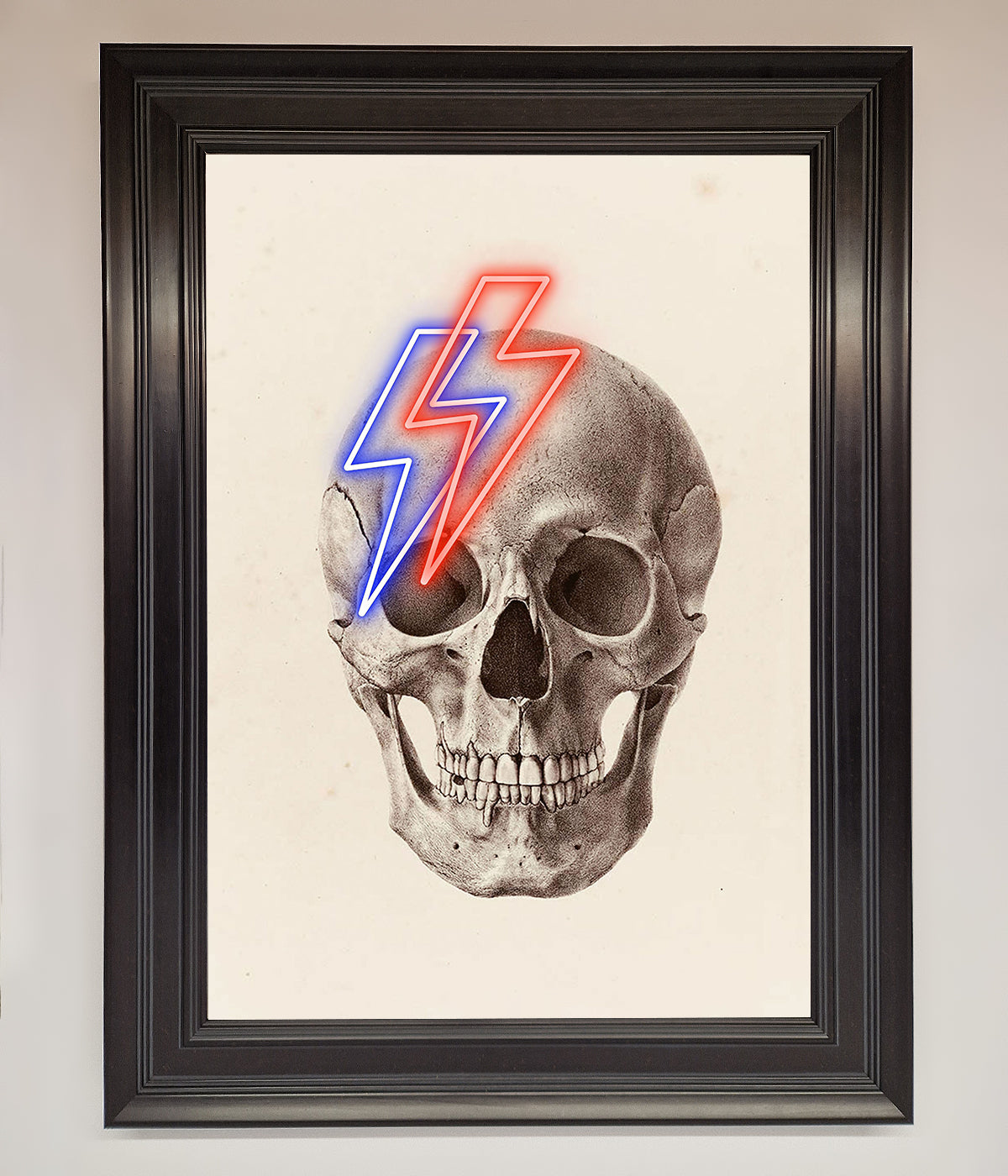 Lightning Skull Framed Print print