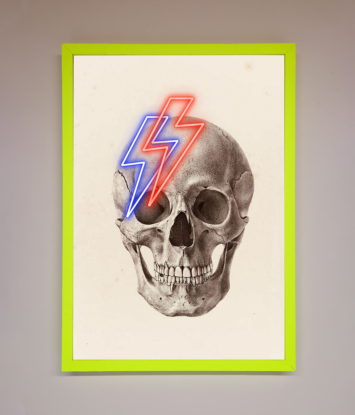 Lightning Skull Framed Print print