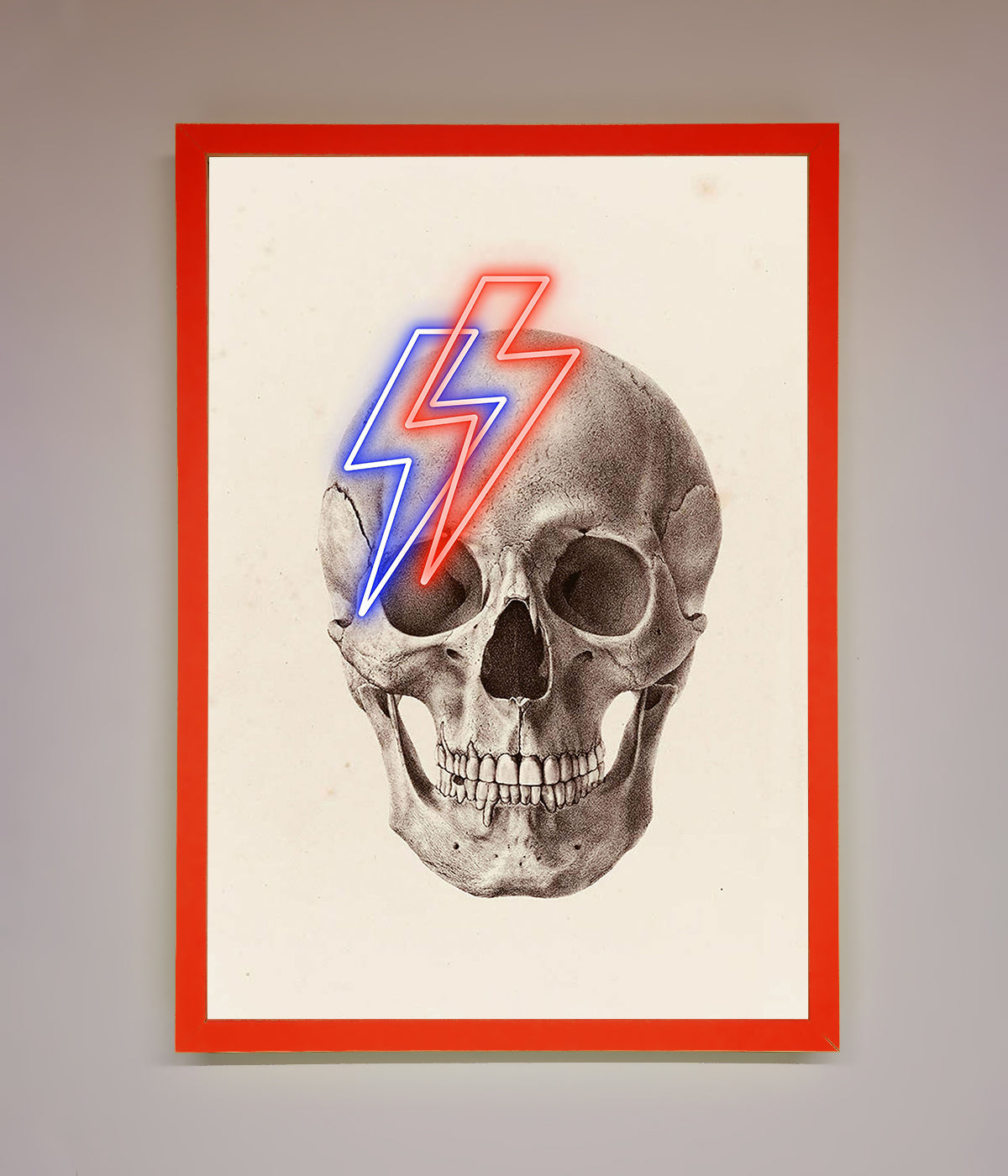 Lightning Skull Framed Print print