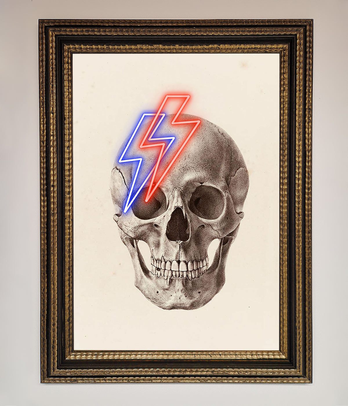 Lightning Skull Framed Print print