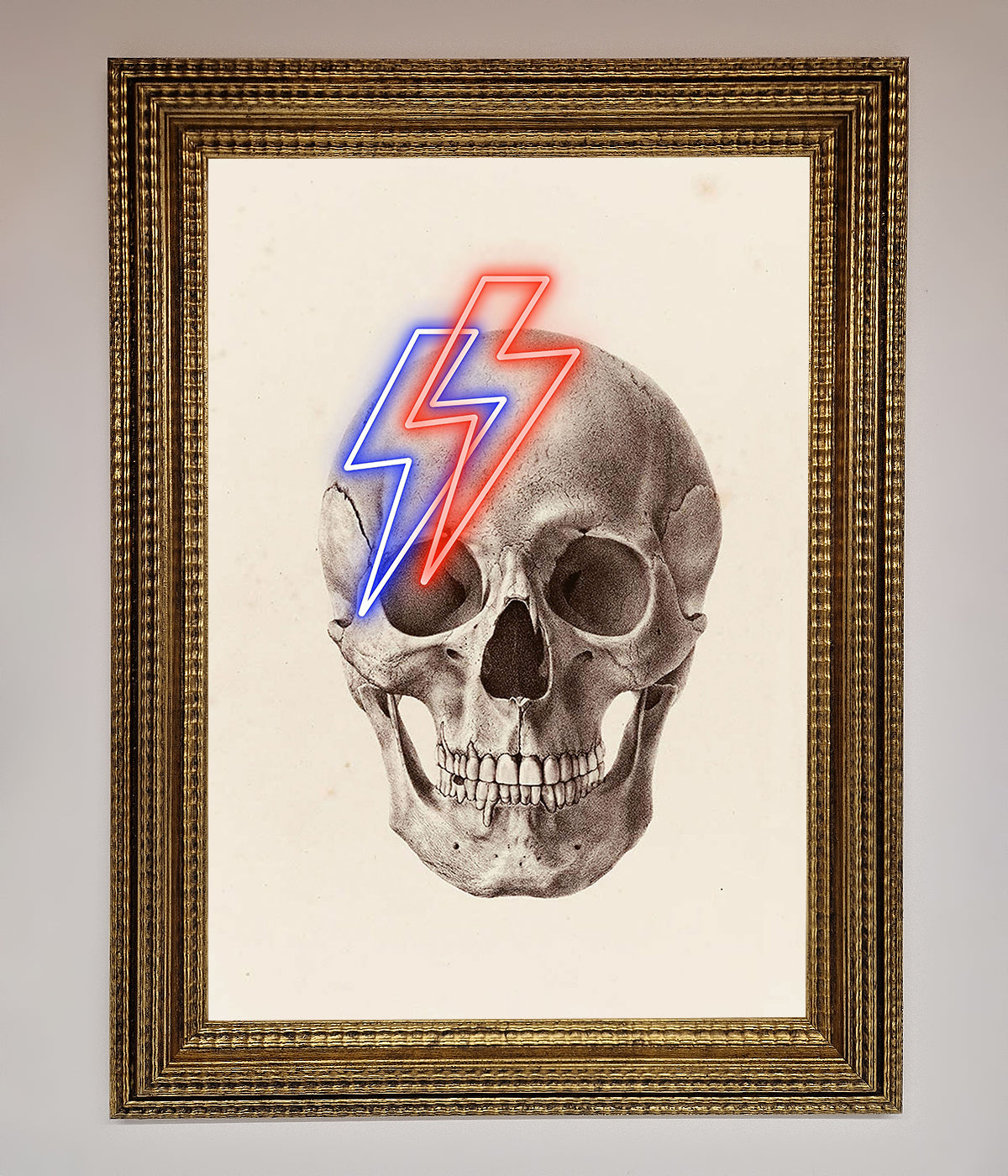 Lightning Skull Framed Print print