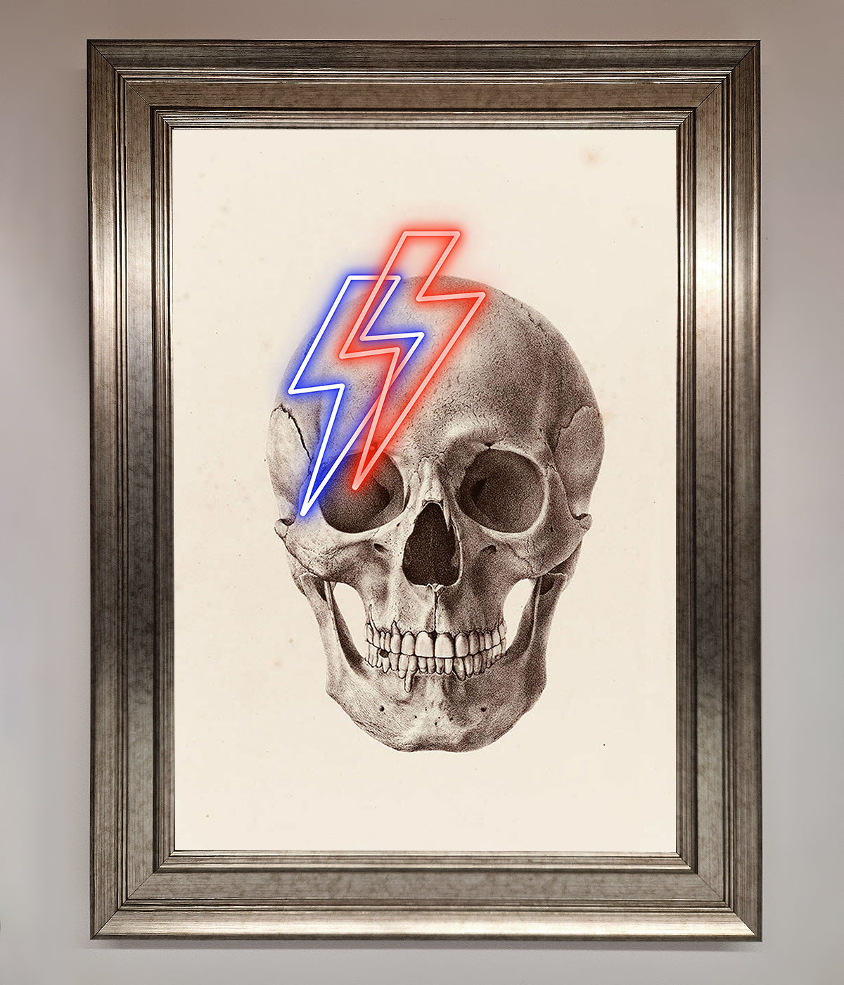 Lightning Skull Framed Print print