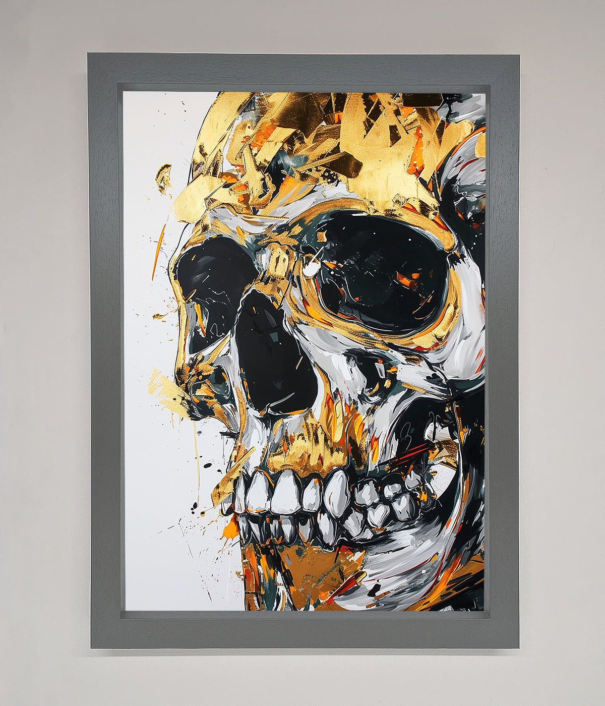 Liquid Gold Skull Framed Print print