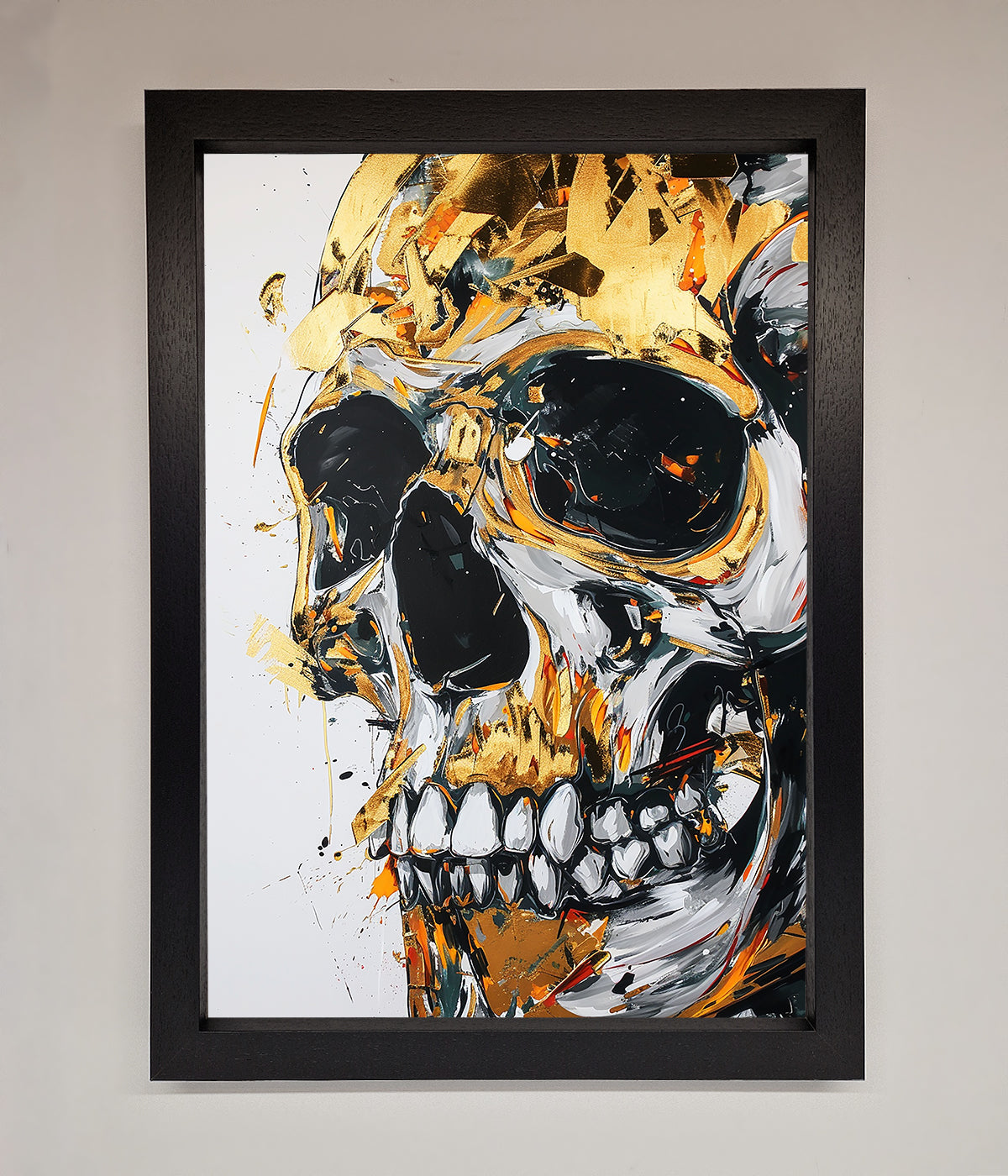 Liquid Gold Skull Framed Print print