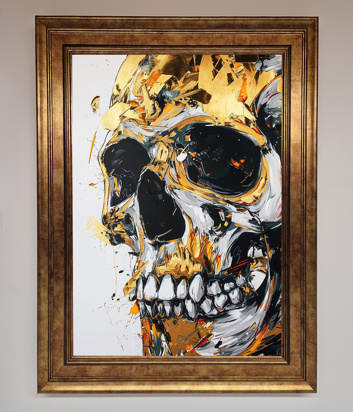 Liquid Gold Skull Framed Print print