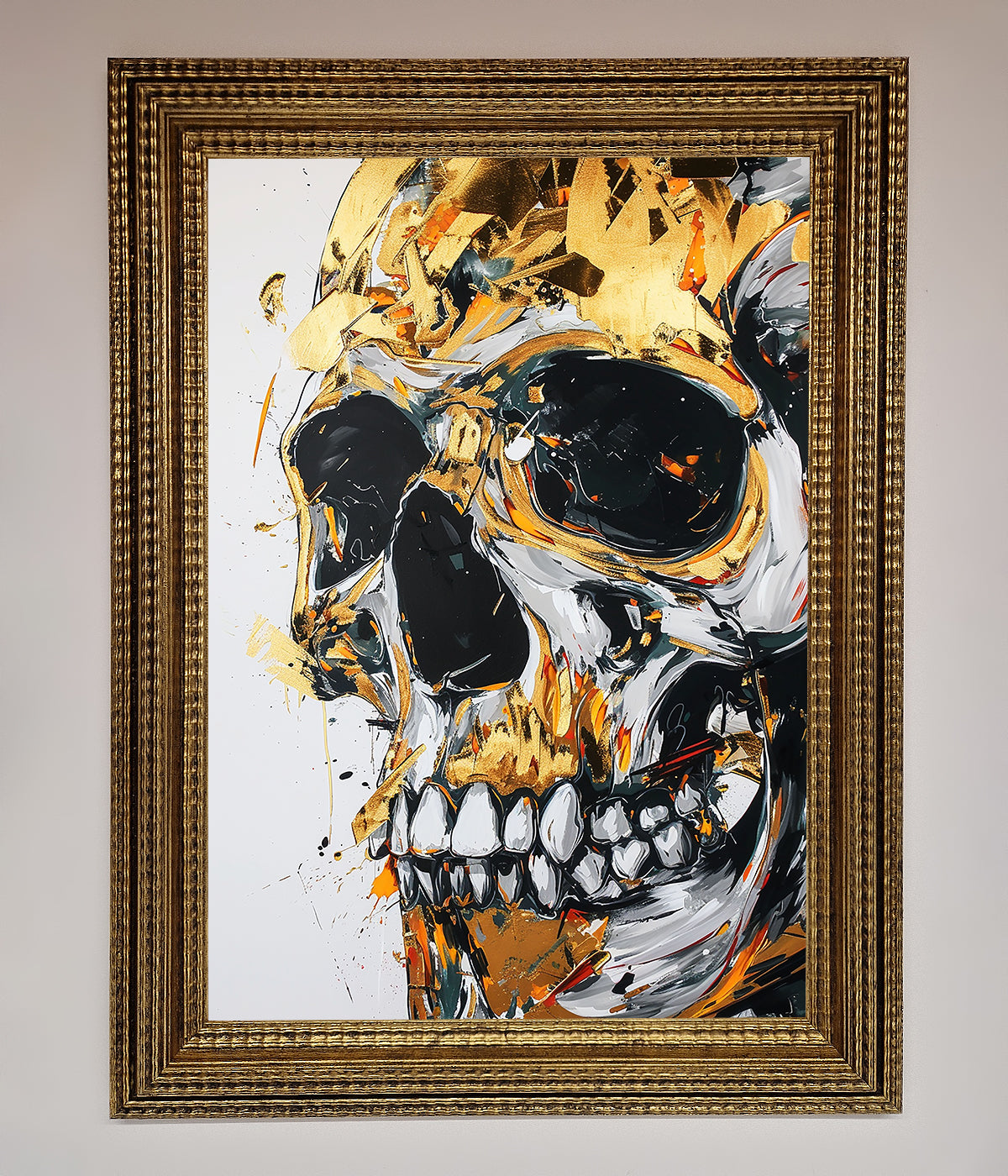 Liquid Gold Skull Framed Print print