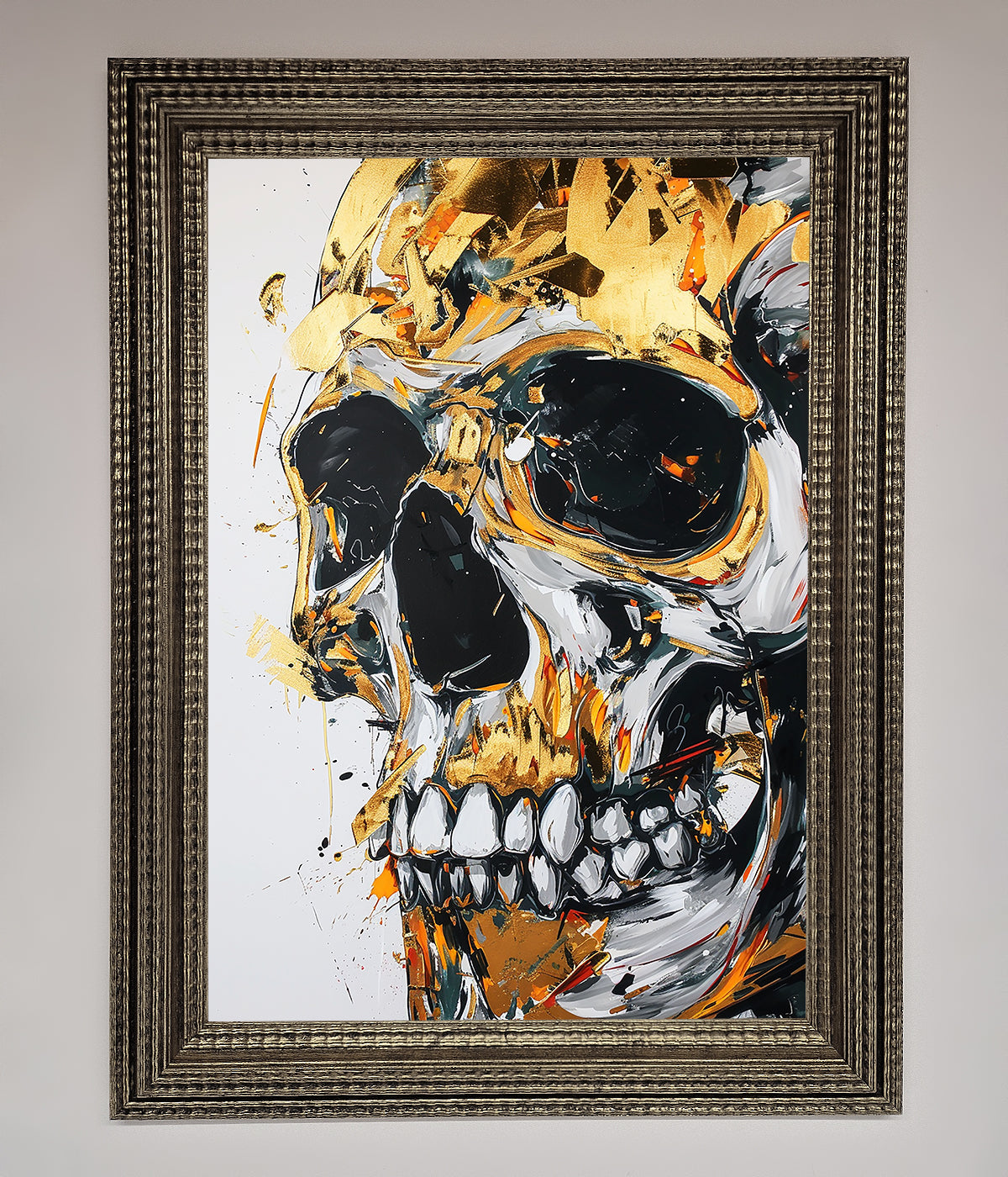 Liquid Gold Skull Framed Print print