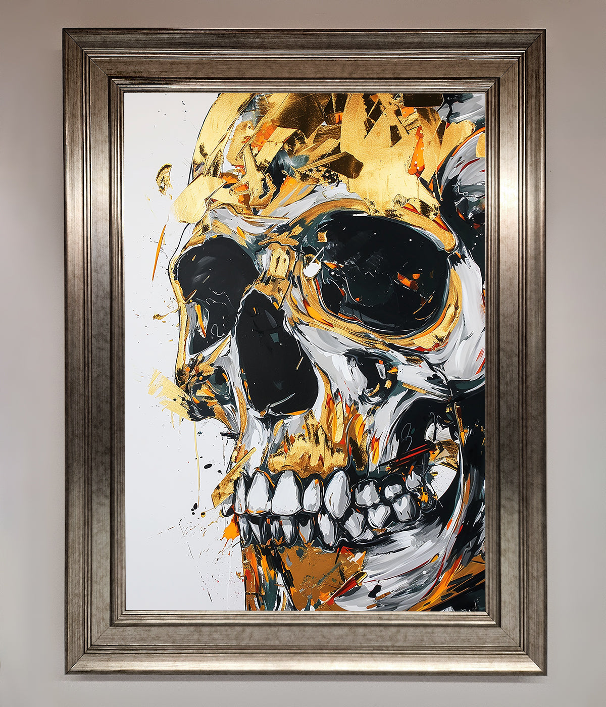 Liquid Gold Skull Framed Print print