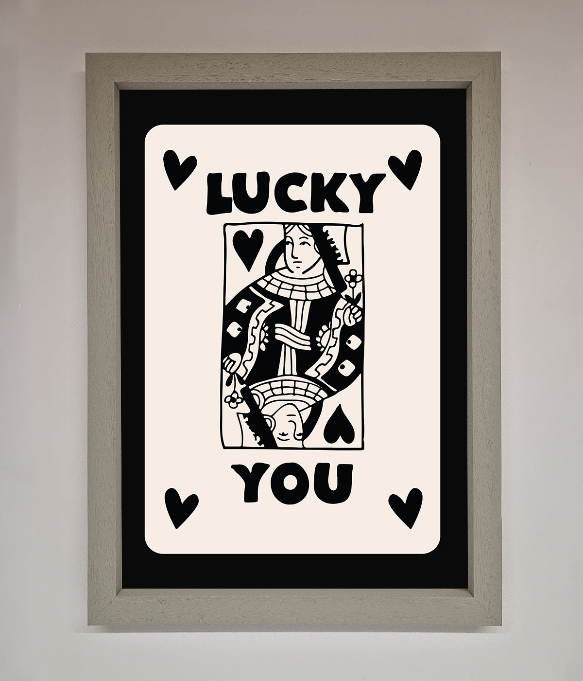 Lucky You Beige Black Framed Print print