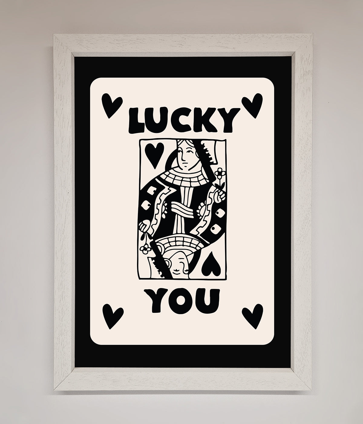 Lucky You Beige Black Framed Print print