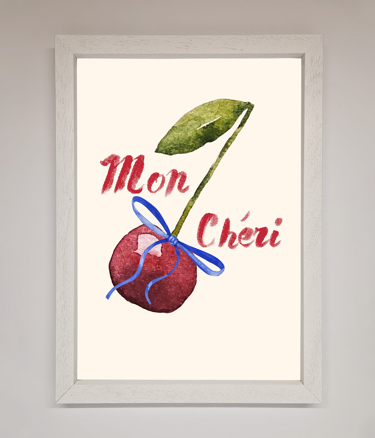 Mon Cheri Cherry framed wall art with vibrant cherry illustration.