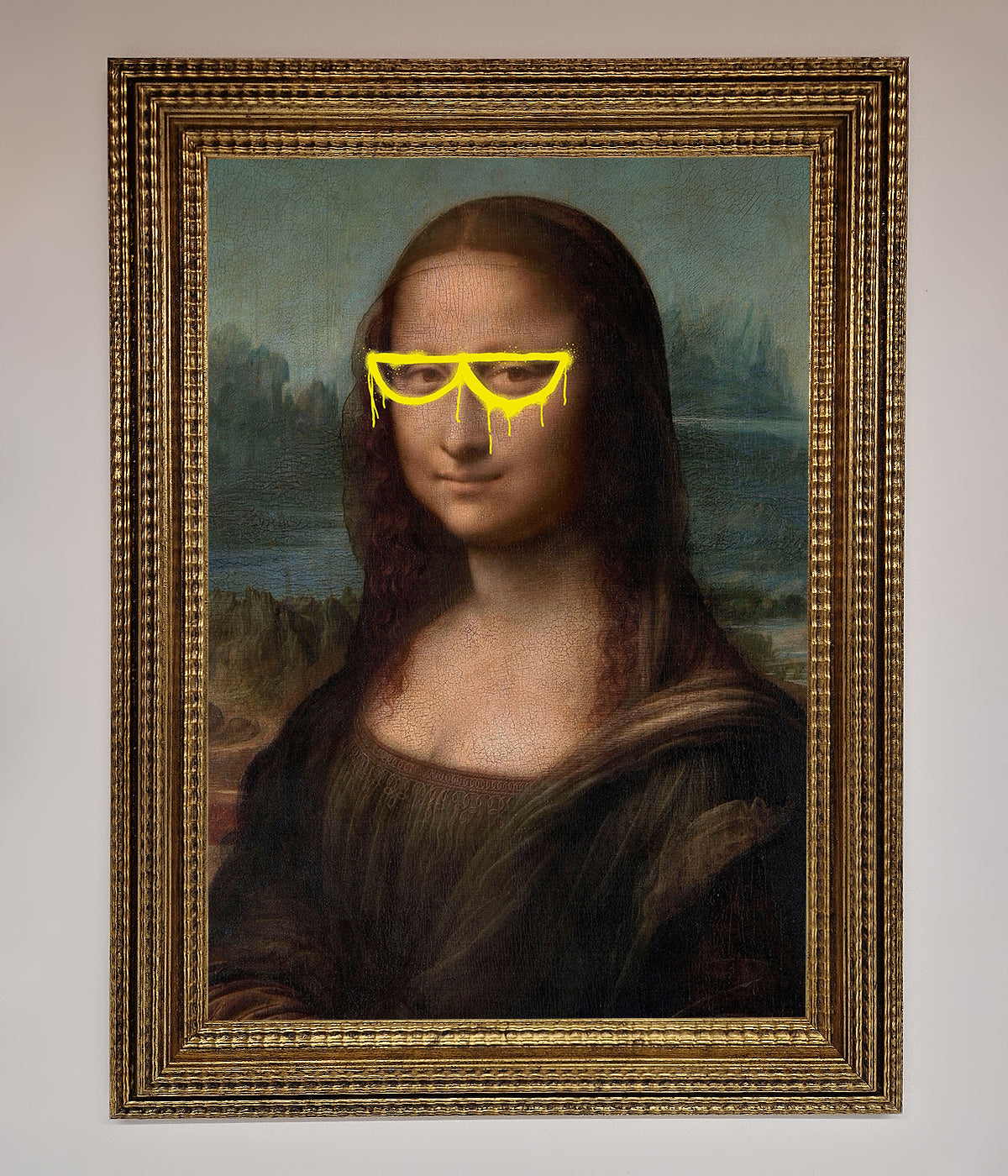 Mona Lisa Glasses Framed Print print