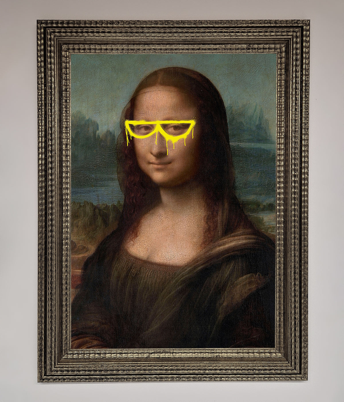 Mona Lisa Glasses Framed Print print