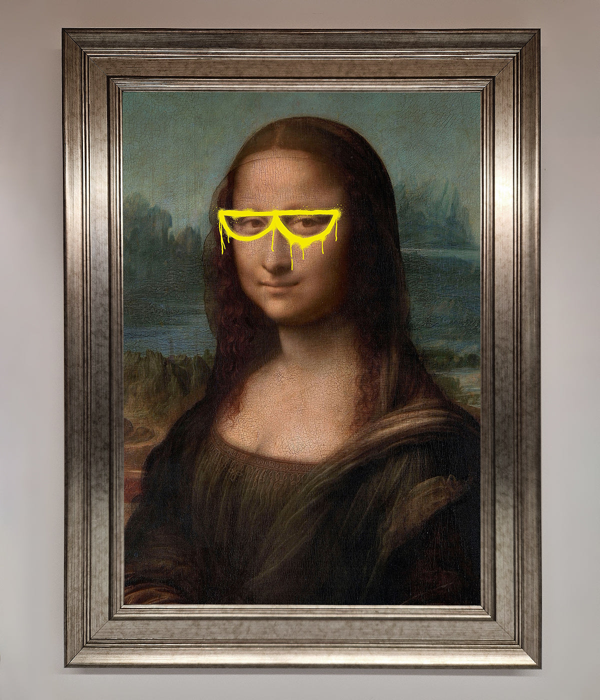 Mona Lisa Glasses Framed Print print