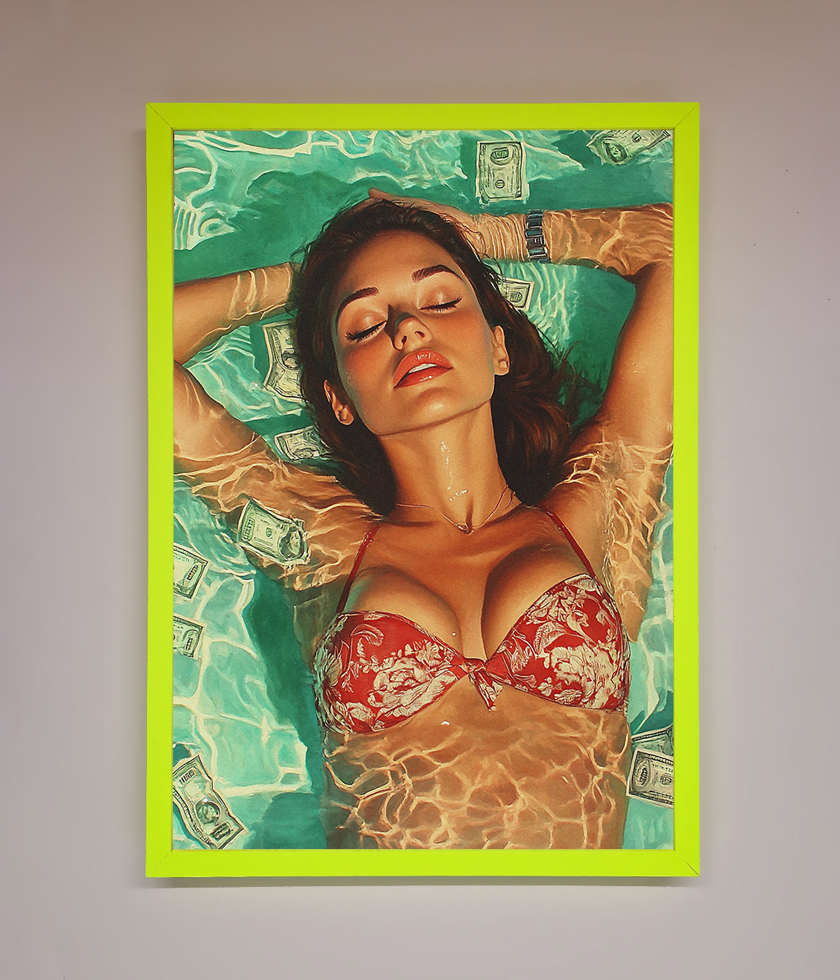 Money Pool Babe Framed Wall Art print