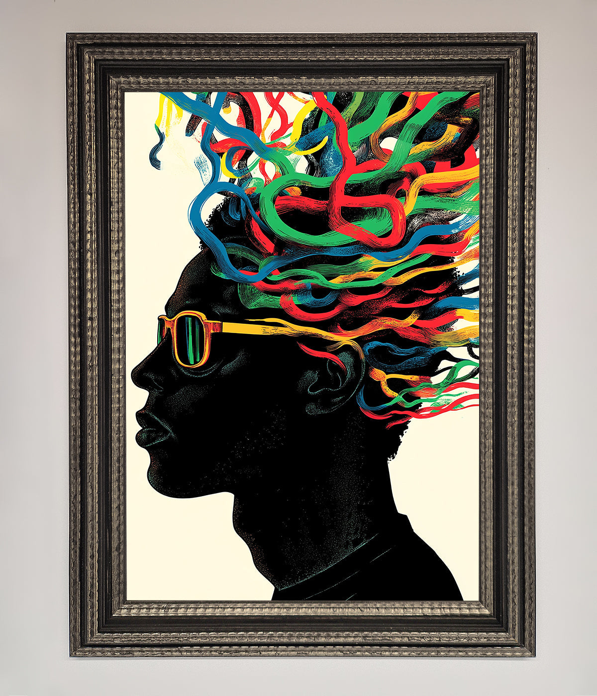 Multicolour Noodle Hair Framed Print with vibrant design and elegant frame.