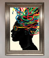 Multicolour Noodle Hair framed print, vibrant wall art with playful design, ideal for home decor.