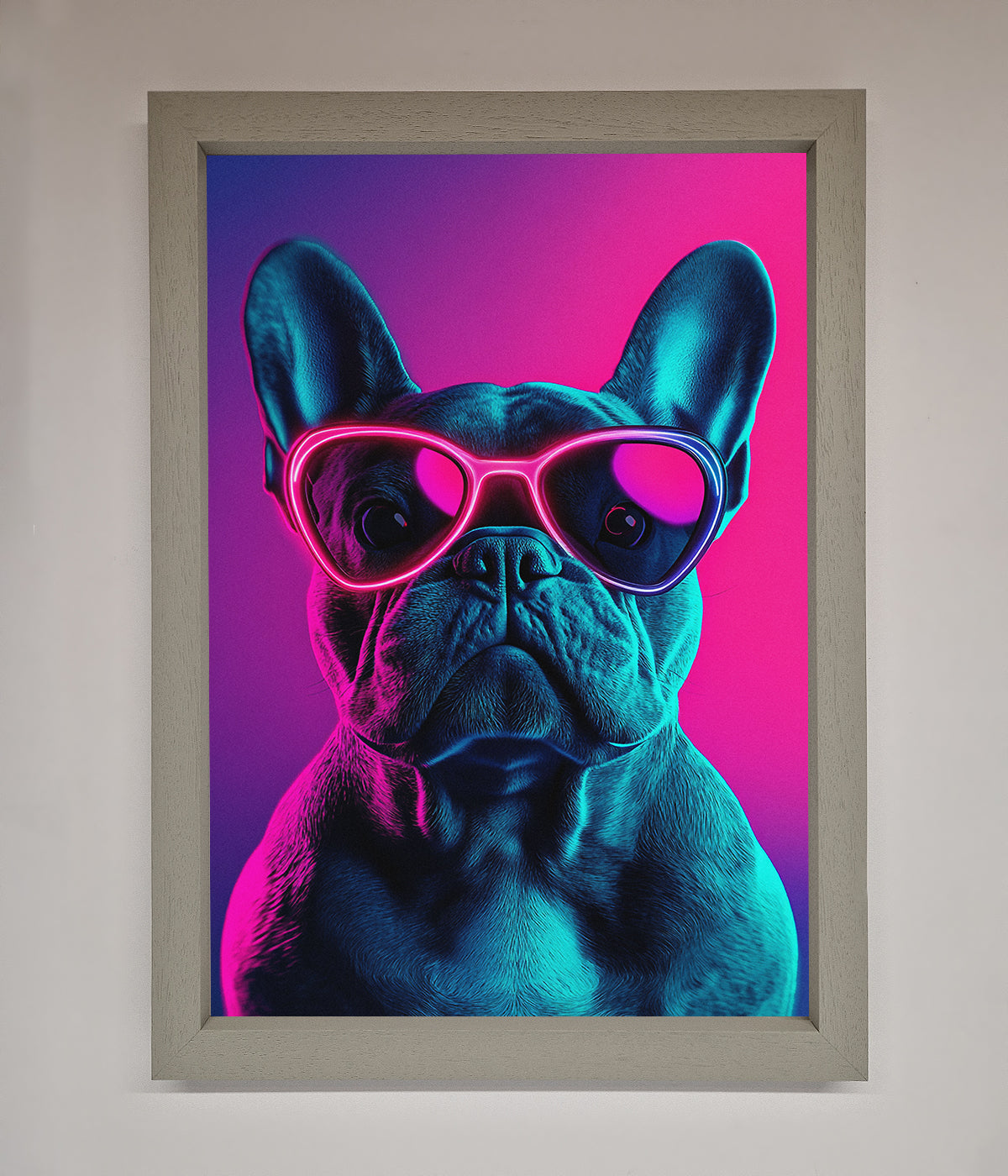 Neon French Bulldog Framed Wall Art print