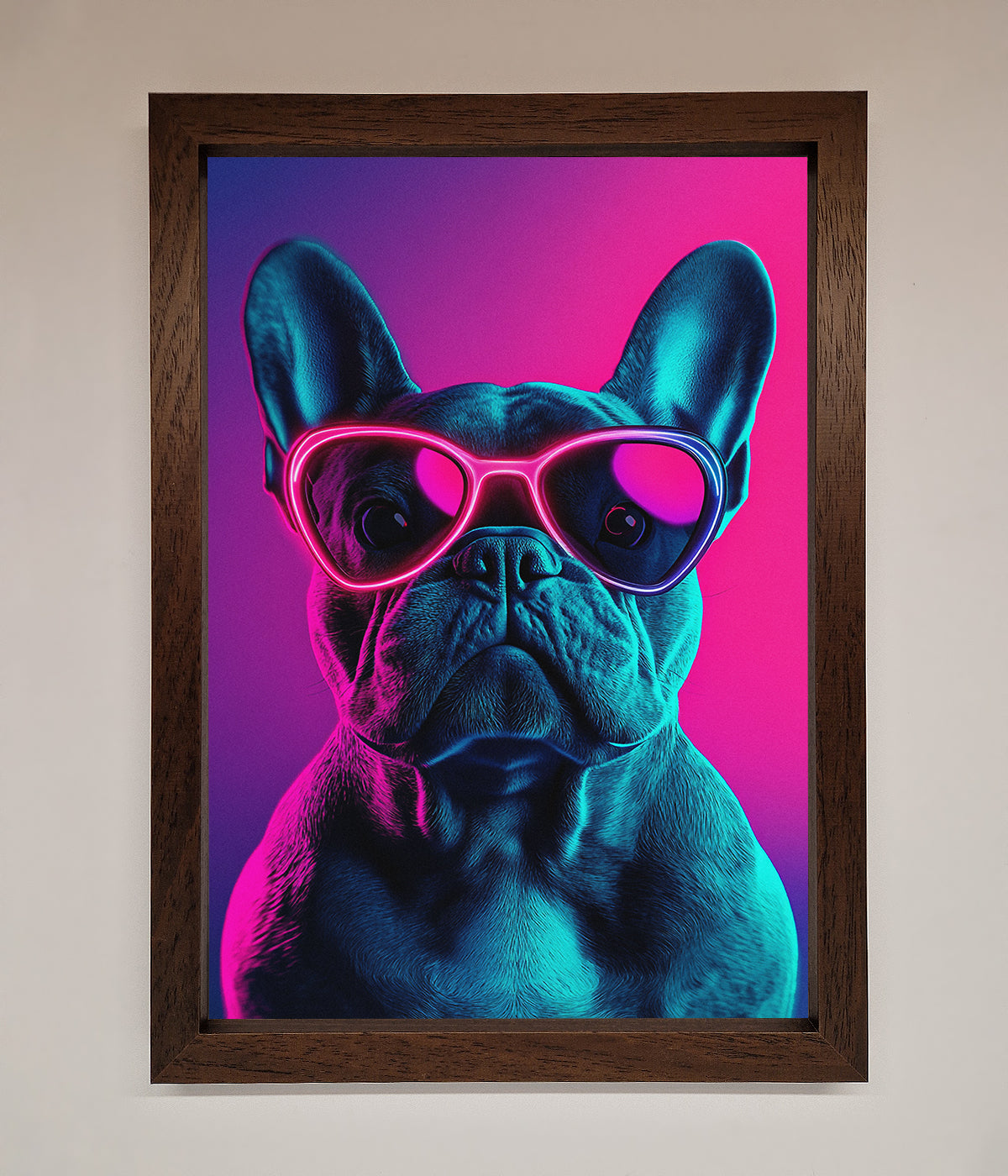 Neon French Bulldog Framed Wall Art print