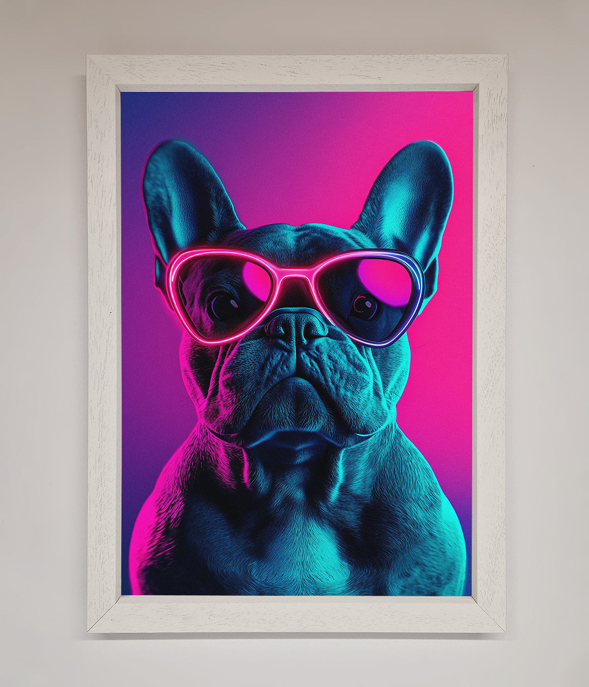 Neon French Bulldog Framed Wall Art print