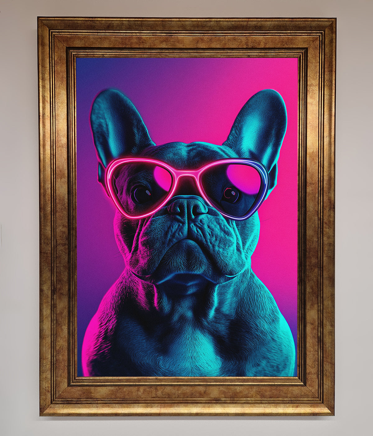 Neon French Bulldog Framed Wall Art print